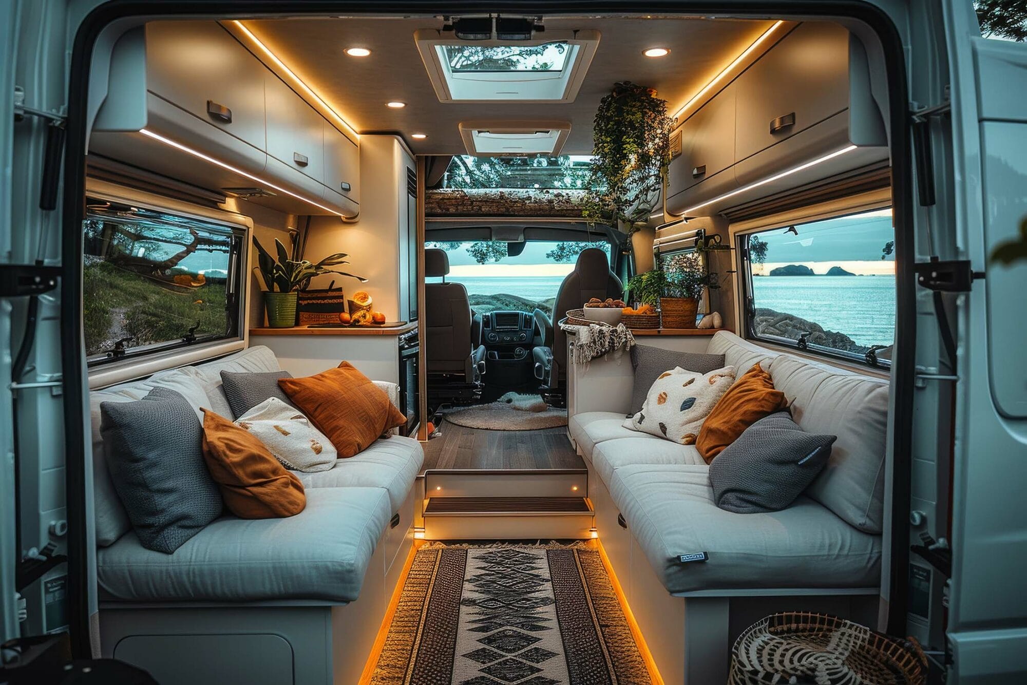 Wohnmobil Innenraum gemütlich beleuchtet